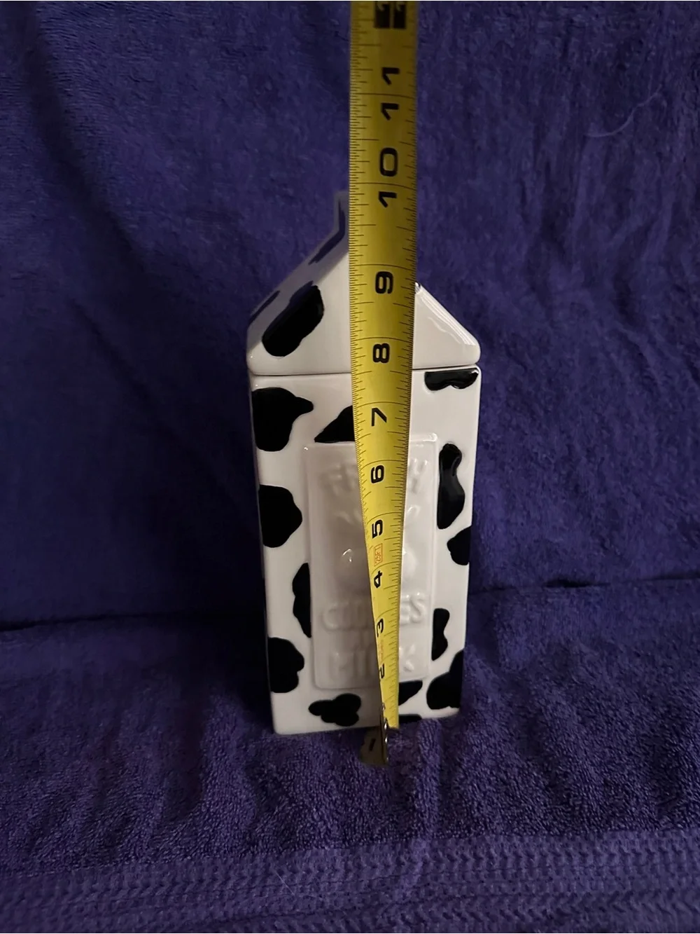 VTG Unique Houston Harvest Milk Carton Cow Print Cookie Jar Country Farmhouse